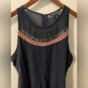 Forever 21 1XL Navy Maxi Dress with neck detail